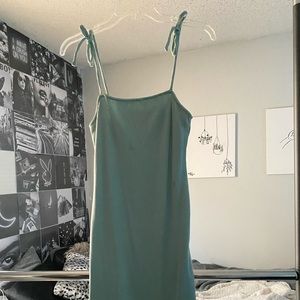 turquoise ribbed mini dress